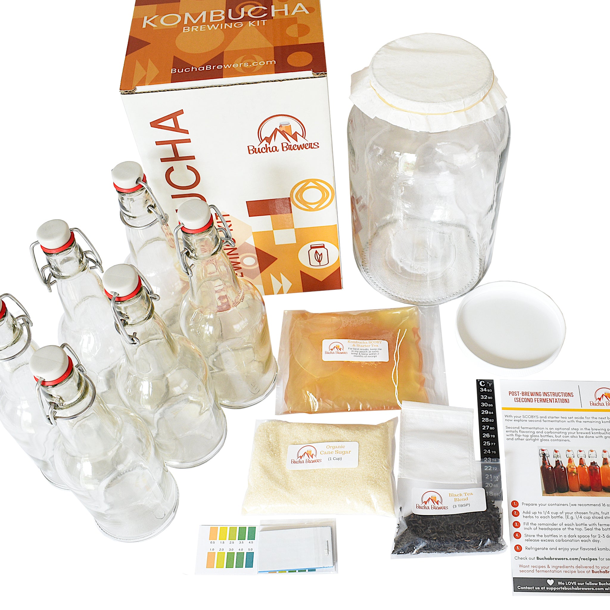 Deluxe Kombucha Brewing Kit with Bottles | Bucha Brewers