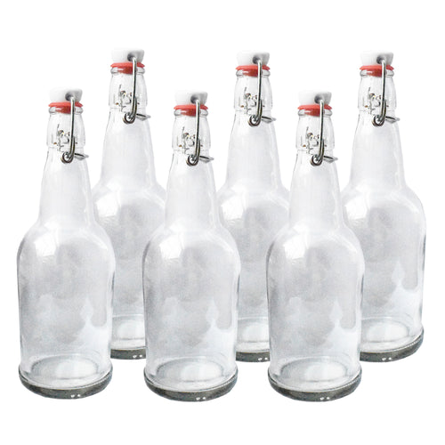 16 oz Glass Flip-Top Bottles Grolsch Bottles (6-Pack, Clear) image 0