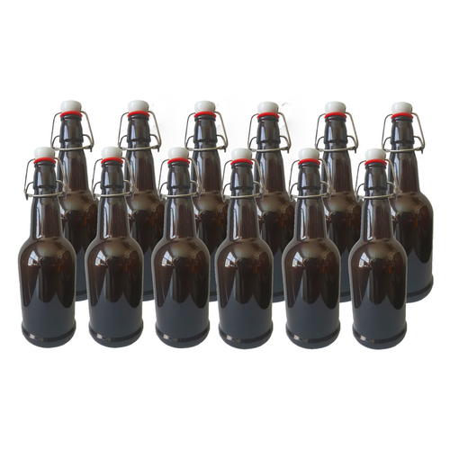 16 oz Glass Swing Top Bottles (12-Pack, Amber) image 0
