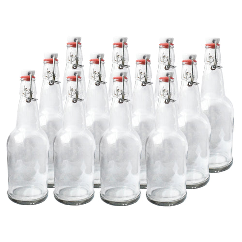 16 oz Glass Swing Top Bottles (12-Pack, Clear) image 0