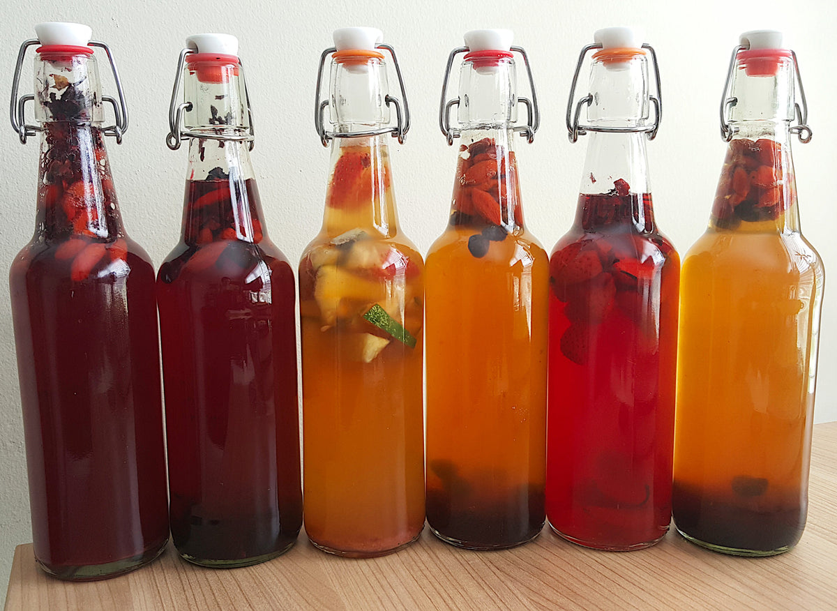 Kombucha Brewing Bottles Flavored