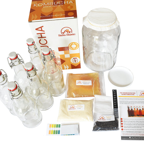 Deluxe Kombucha Kit with Bottles (6-Pack Glass Swing Cap Kombucha Bottles) image 0
