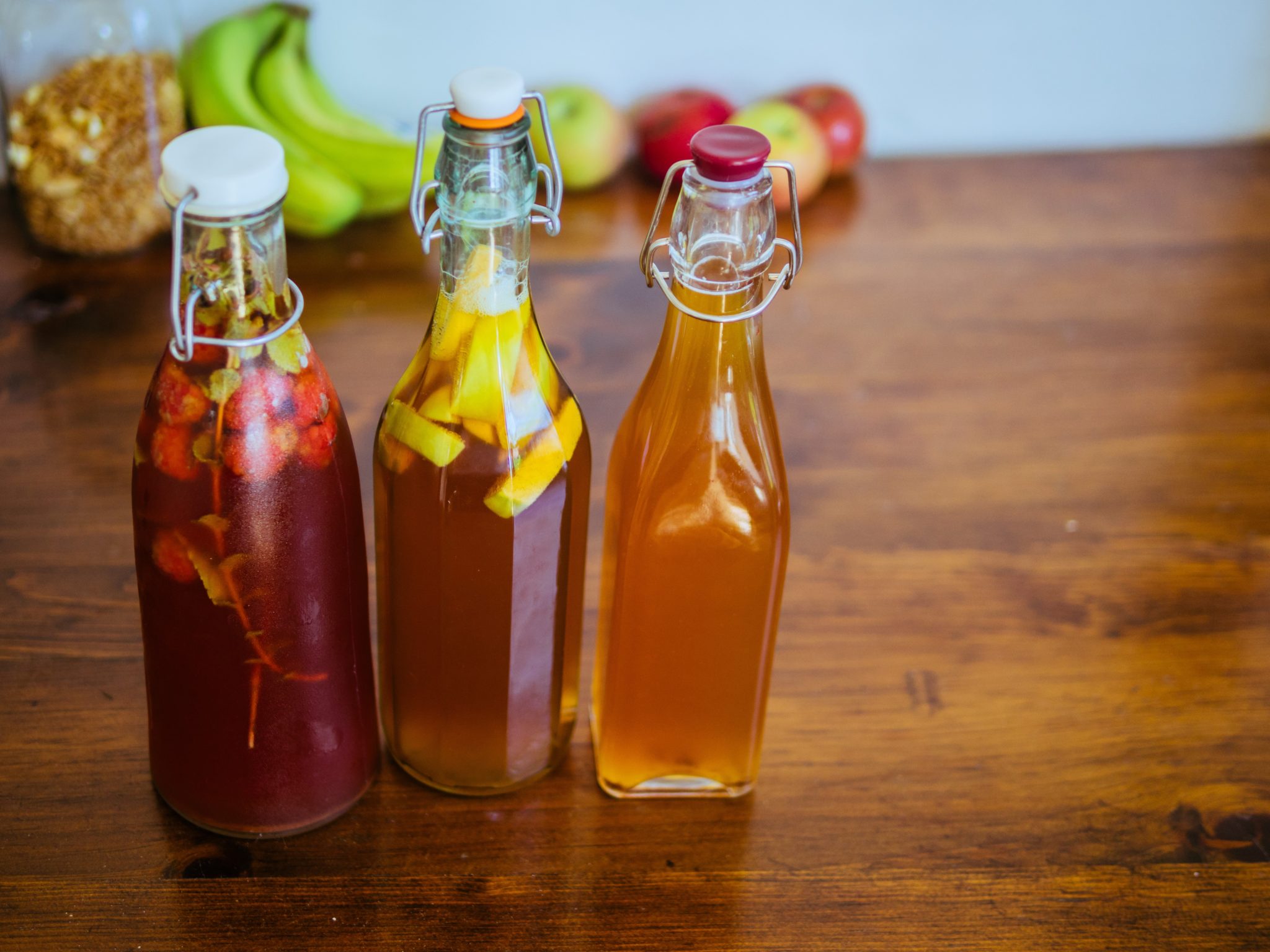 Tweede gisting Kombucha in flessen