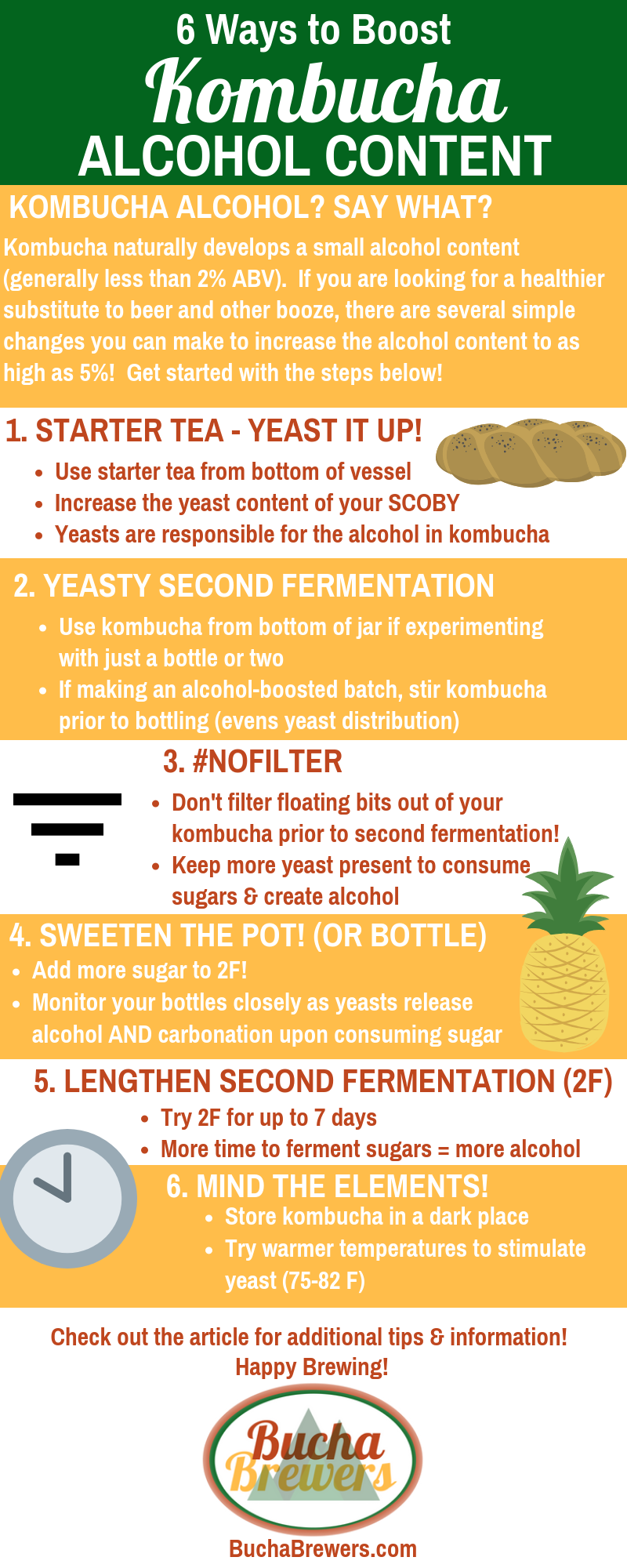 Kombucha Alcohol Content - 6 Ways to Increase Kombucha Alcohol Infographic