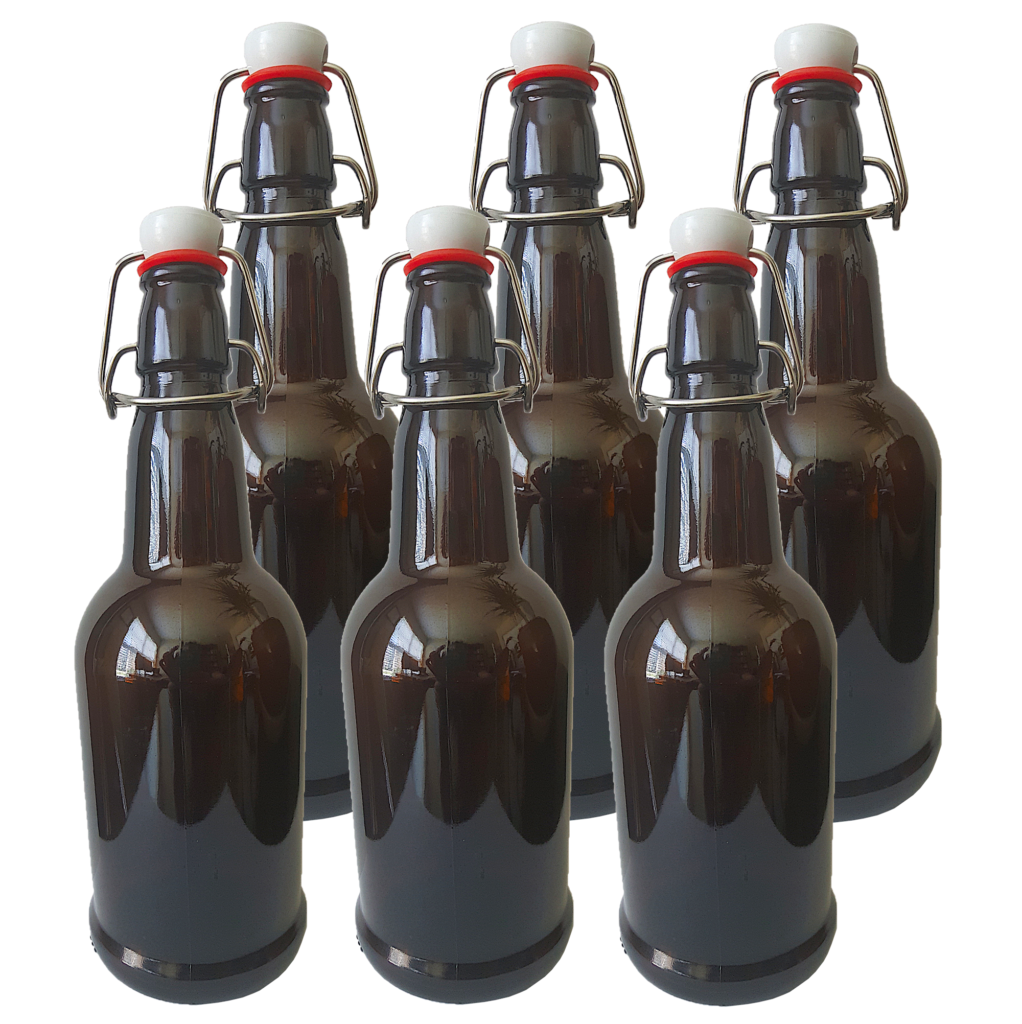 16 oz Glass Flip  Top  Bottles  6 Pack Amber Bucha Brewers
